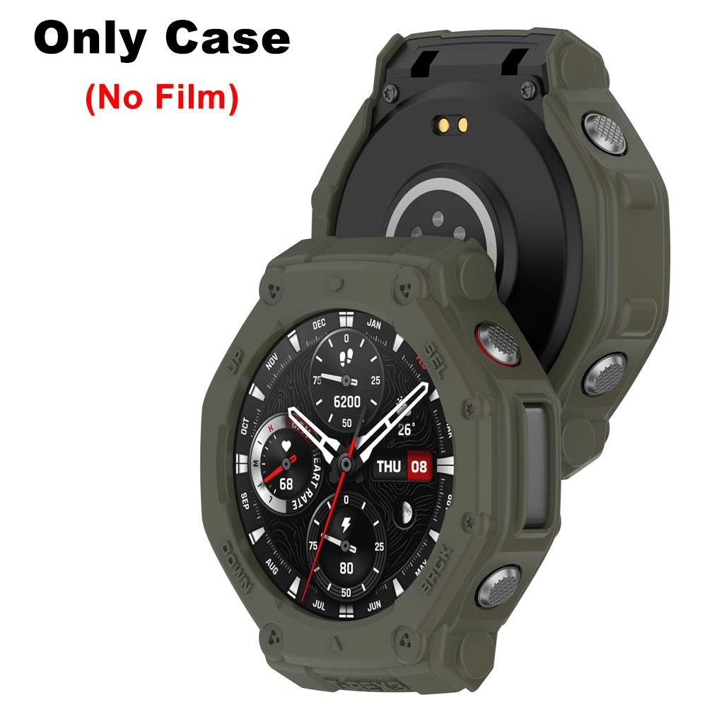 TPU Protective Case + Glass Film For Amazfit T-Rex 3 Smart Watch Cover Soft Silicone Bumper Shell Huami Amazfit Trex3 Protector