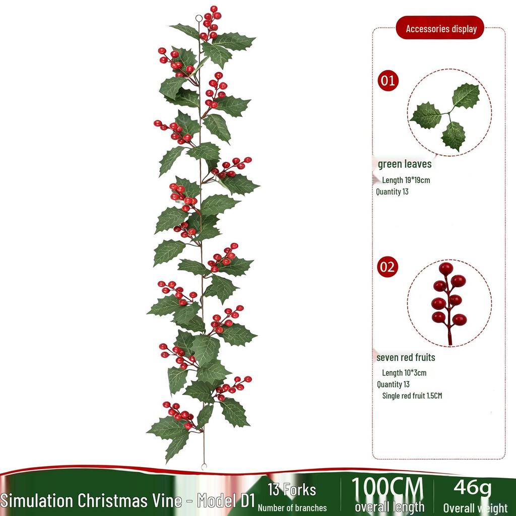Red Berry Christmas Vine Home Decoration - Festive Party Garland