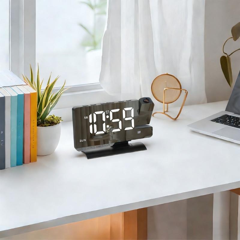Digital Projections Alarm Clocks for Bedrooms 180° Rotatable Projector Loud Duals Alarms for Kids Elderly,Heavy Sleepers