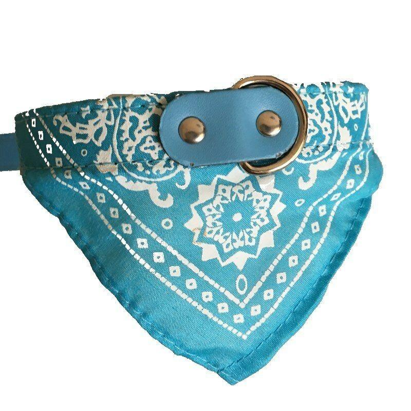 Adjustable Pet Dog Puppy Cat Neck Scarf Bandana With Leather Collar Neckerchief