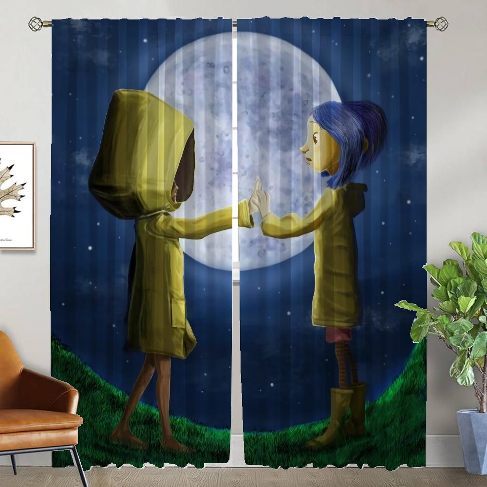 Coralines Modern Living Room Curtains for Camera Halloween Decoration Blackout Curtain for Room 2 Panel Partition Shades Kitchen