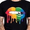 Rainbow Dripping Lips Graphic Tee LGBT Pride Streetwear Pop Art Fashion Shirt.