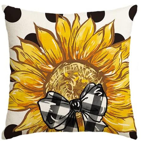 Summer Sunflower Pillow Case Linen Print Sun Flower Home Sofa Pillow Plant Flower Pillow