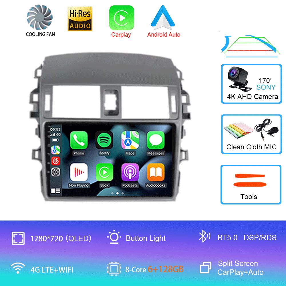 Android 14 Car Radio Carplay For Toyota Corolla 10 E140 E150 2006 - 2013 Navigation GPS Stereo Unit Android Auto No 2din 5G Wifi