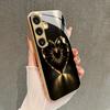 Black and Golden Heart Pattern Glass Phone Case for Galaxy Ultra S24 S24 FE S24 Ultra S25 S25 Ultra S25 Plus S25 Edge