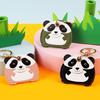 Panda Leather Keychain: Cute Access Card & AirTag Holder with Car Key Pendant and Bag Hanger