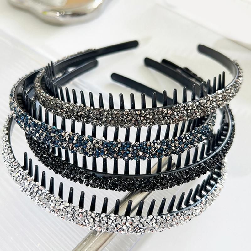 Rhinestones Headband NonSlip Crystal Teeth Comb Hairband Fashionable Hair Bands For Women Girl Face Washing Everyday Use