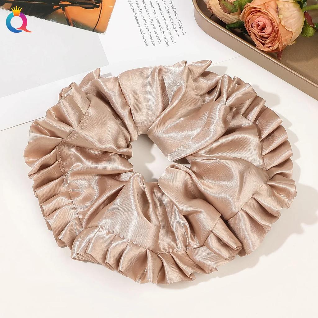 Ins Oversized Satin Scrunchies French Romantic Elastic Hair Bands Ponytail Holder Hair Rope Ties Women Girls Hair Accessories