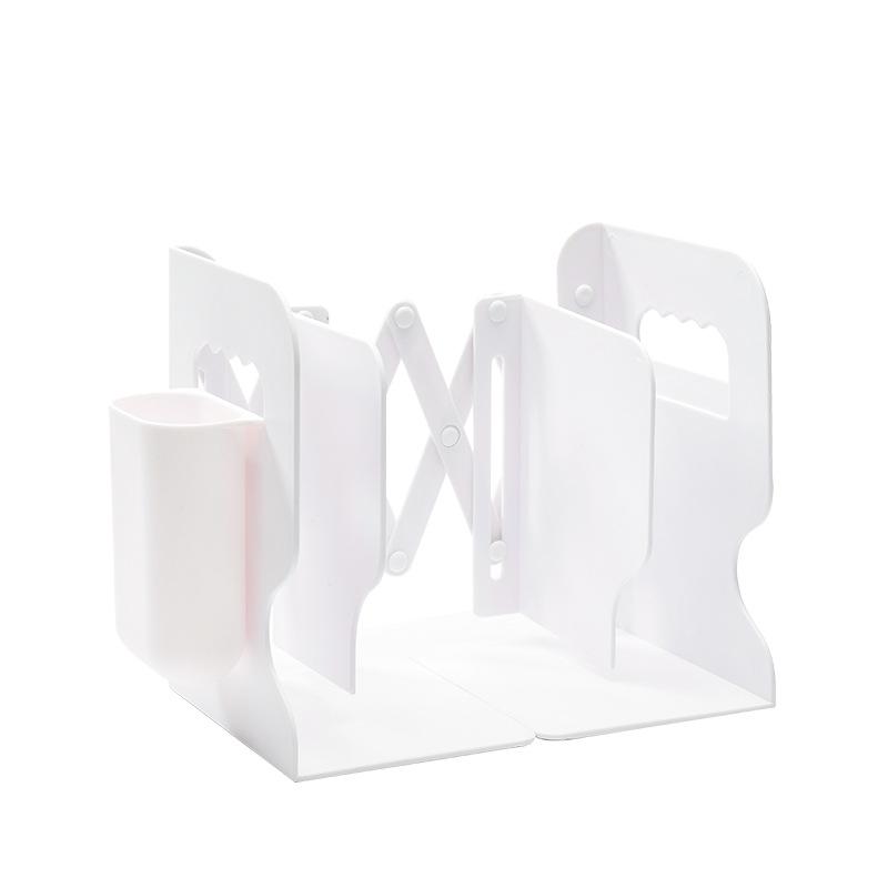 Retractable Desktop Bookend with Pen Holder - Creative Folding Plastic Bookstand for Students