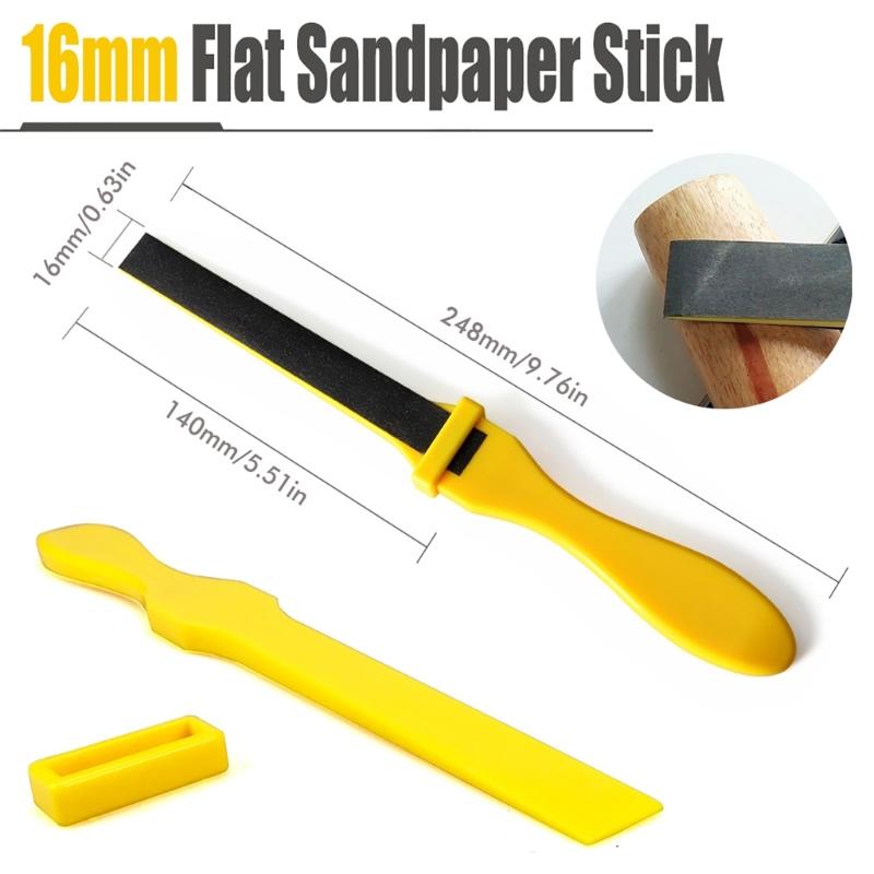 4Pcs Polishing Sandpaper Kits Sandpaper Flat File Wood Rasp File Set Sanding Paper Sand Tool with Plastic Stick