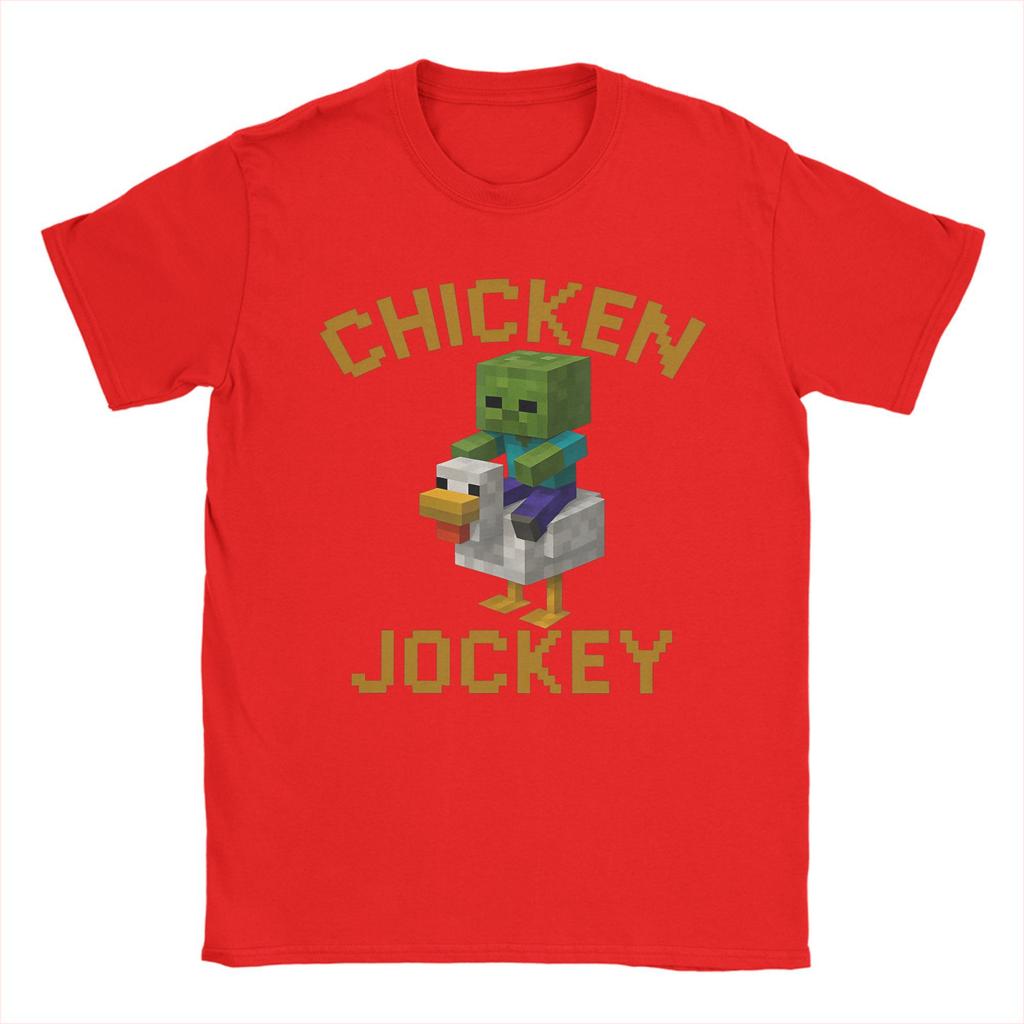 Chicken Jockey Zombie Pixel 2025 T Shirt Summer Gamer Fashion T Shirts Men Cotton O Neck Plus Size Clothing Short Sleeve Street