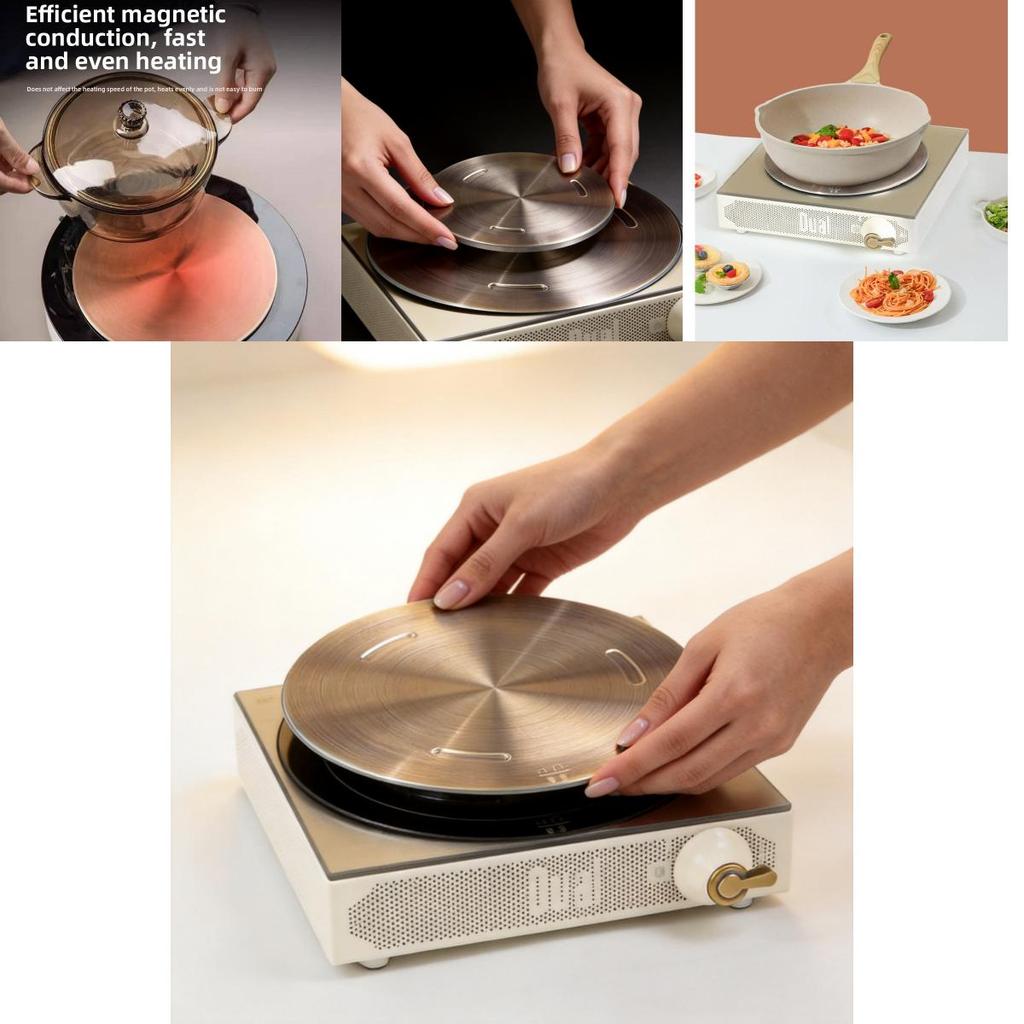 Piastra di Trasferimento Calore per Fornelli Elettrici Pad Magnetico in Rame per Compatibilità Pentole da Cucina
