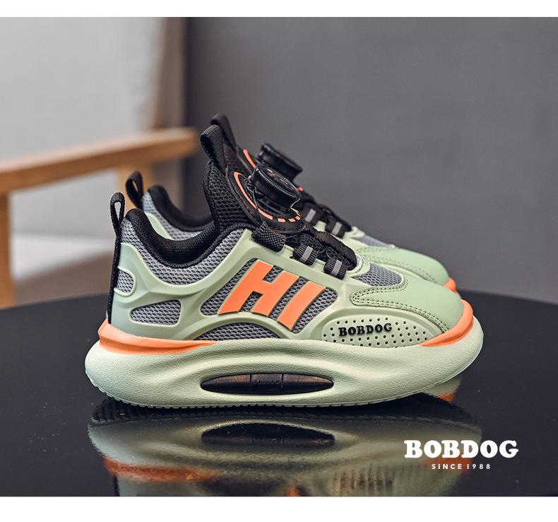 Babudou 2024 Spring Kids' Leather Sports Shoes with Rotating Button for Boys & Girls