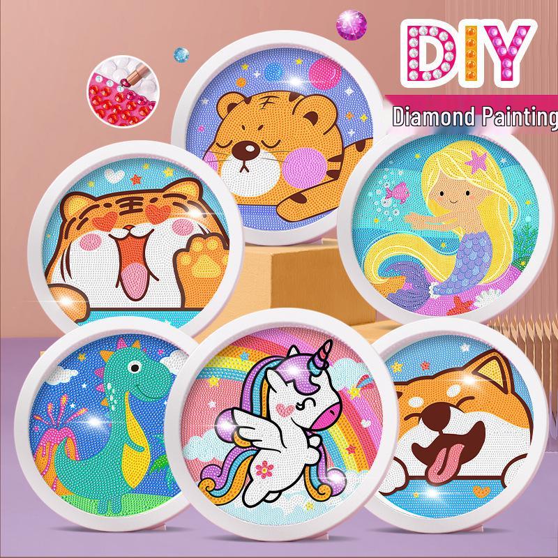 Xiaohongshu Unicorn Round Frame DIY Diamond Painting Stickers for Kids