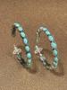 Western Style Turquoise Pendant Large Oval Earrings, Vintage Statement Earrings, Bohemian Women's Delicate Hoop Earrings, Women, 1 Pair