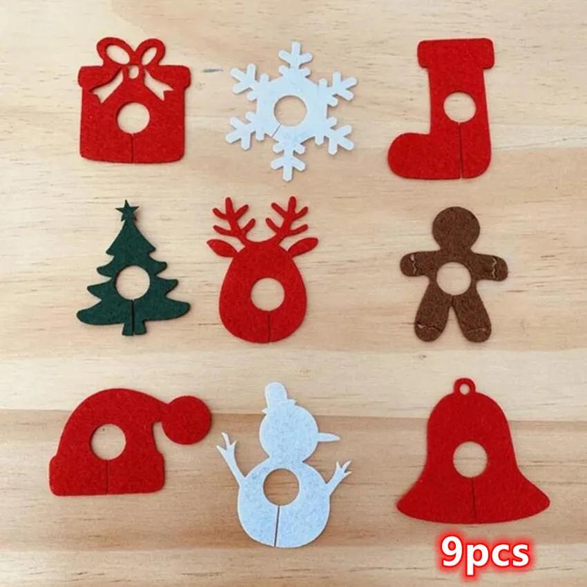 

9/45Pcs Christmas Cup Decora Mixed Card Ring Home Decoration Felt Christmas Decor New Year Party Supplies New Year Navidad