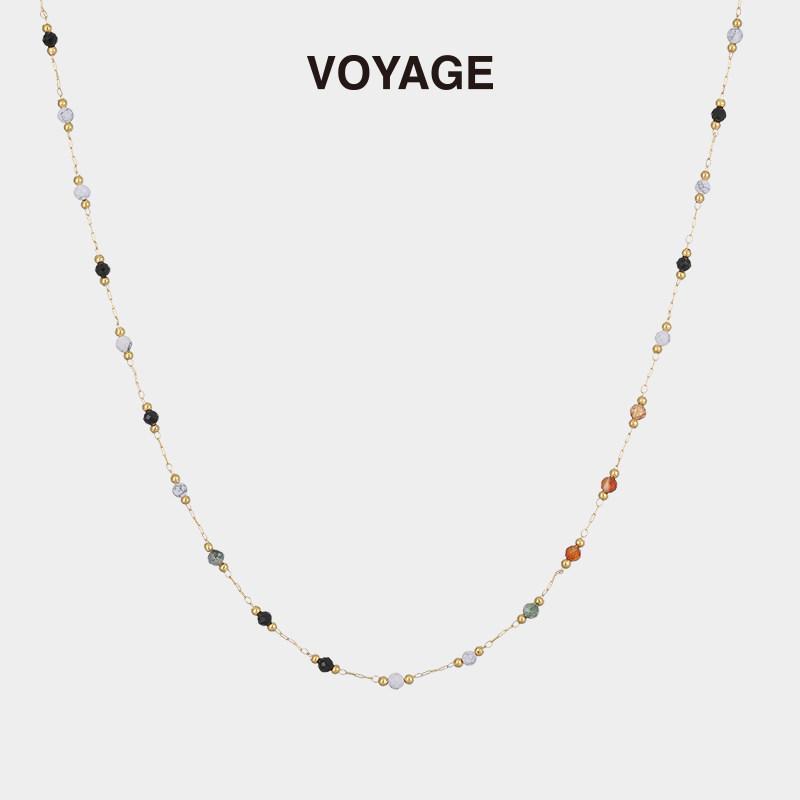 Elegant Colored Natural Stone Necklace – High-End, Retro, Exquisite Statement Piece