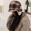 WTEMPO Retro Plaid Printed Women's Autumn Winter Retro Hats Solid Color Casual Versatile Warm Ear Protection Plush Inner Hats