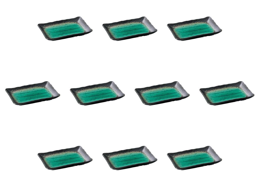 Set of 10 Deep Sea Yakimono Plates x x Yakimono Plates Setomonohonpo [21.4 14.8 3.3 cm]