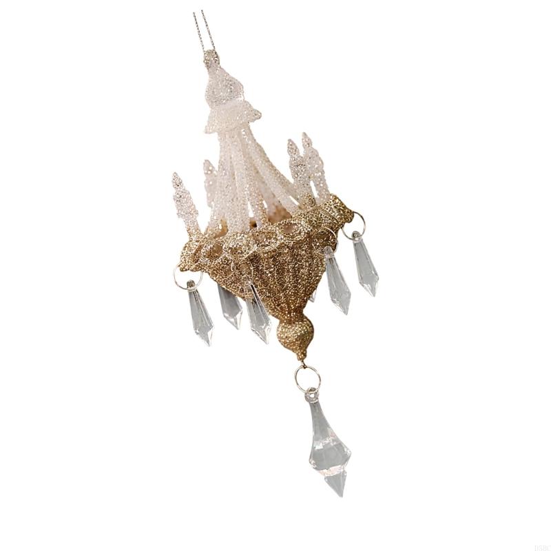 Christmas Chandelier Ornament Shatterproof Acrylic Crystal Chandelier Hanging Decoration For Tree Mantels