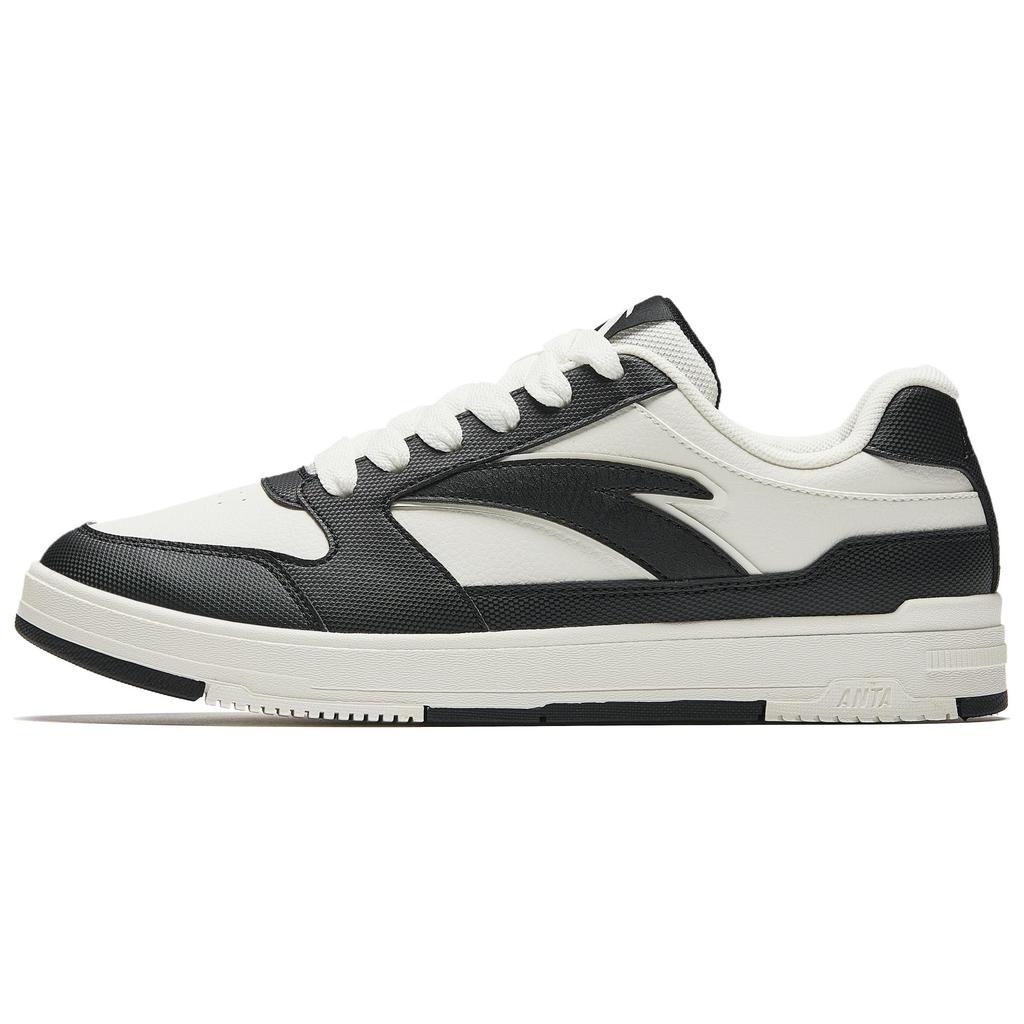 Anta Street Panda Sports Casual Height Increasing Wear Resistant Lightweight Non Slip Low Top Skate Shoes Men Sneakers White Black 912518007-5