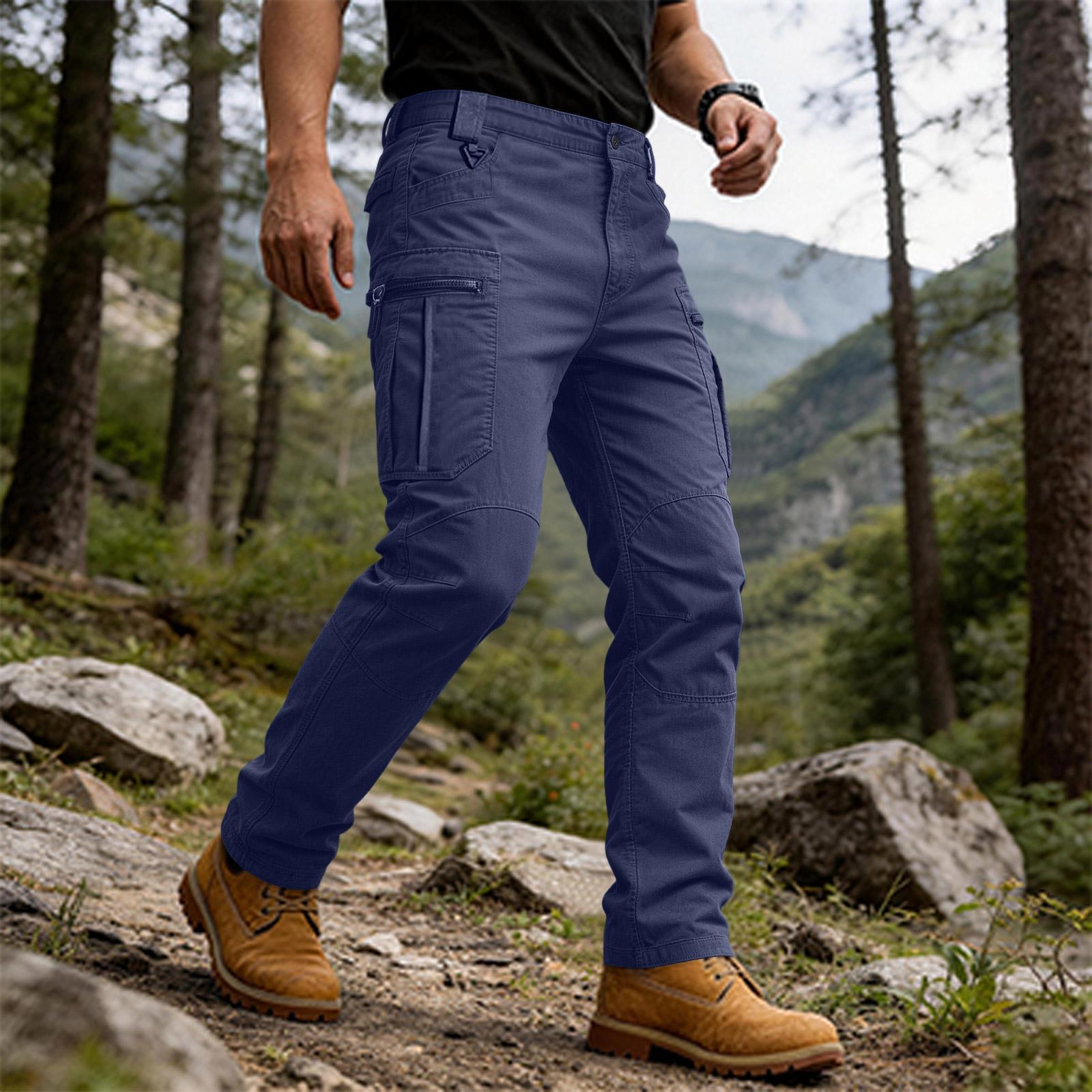 

Mens Pants Ripstop Cargo Work Pants With Multi-pocket Water Resistant Breathable Hiking Camping Travel Fishing Construction Pants XXL синий