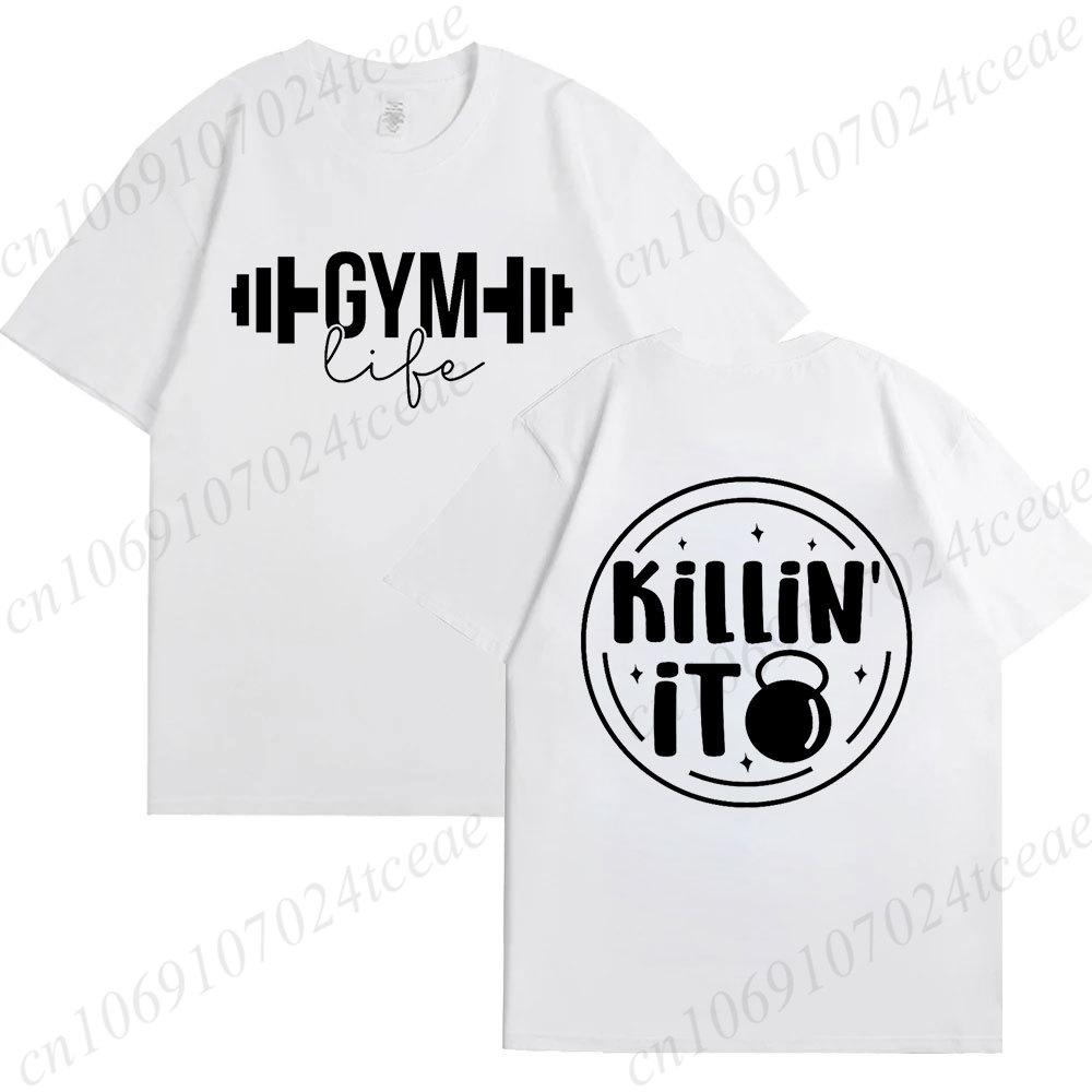 Funny Gym Life T-Shirts for Women Workout Summer Short Sleeve Tees Motivational Positive Tees Cute Exercise Fitness Tops