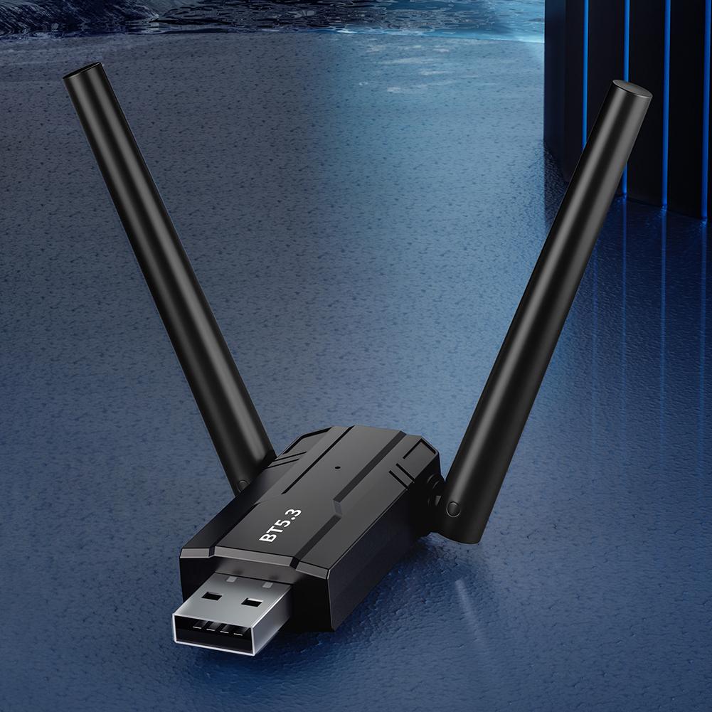 USB Wireless Dongle 3Mbps Bluetooth-Compatible 5.3 Dual Antenna Low Power Transmission for Computer Speaker Mouse