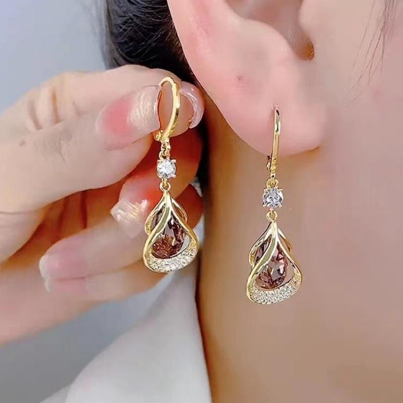 

Элегантные серьги-капли из циркона «кошачий глаз» - Шикарное украшение для женщин