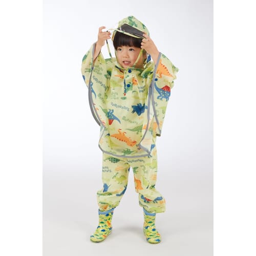 Skater Rain Poncho Raincoat for Children Dinosaur Picture Suitable Height 80-100cm Rapo2-a