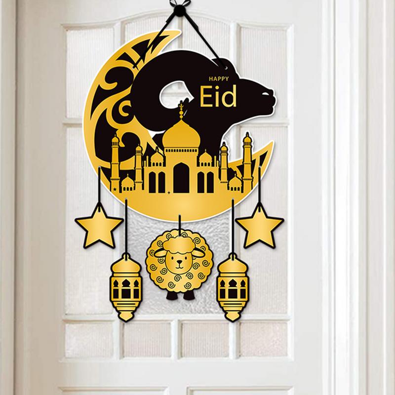 2025 Ramadan Dekoration Mubarak Dekoration Stern Mond Türschild Geeignet zum Aufhängen an Türen während Eid Heimdekorationen