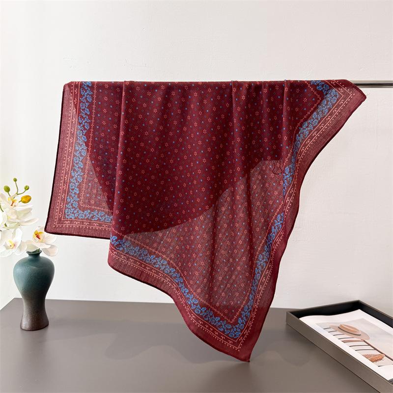 Trendy Print Square Scarf For Women Cotton Velvet Neck Scarf Shawl Warp Elegant Neckerchief Bandanas Ladies Hijab