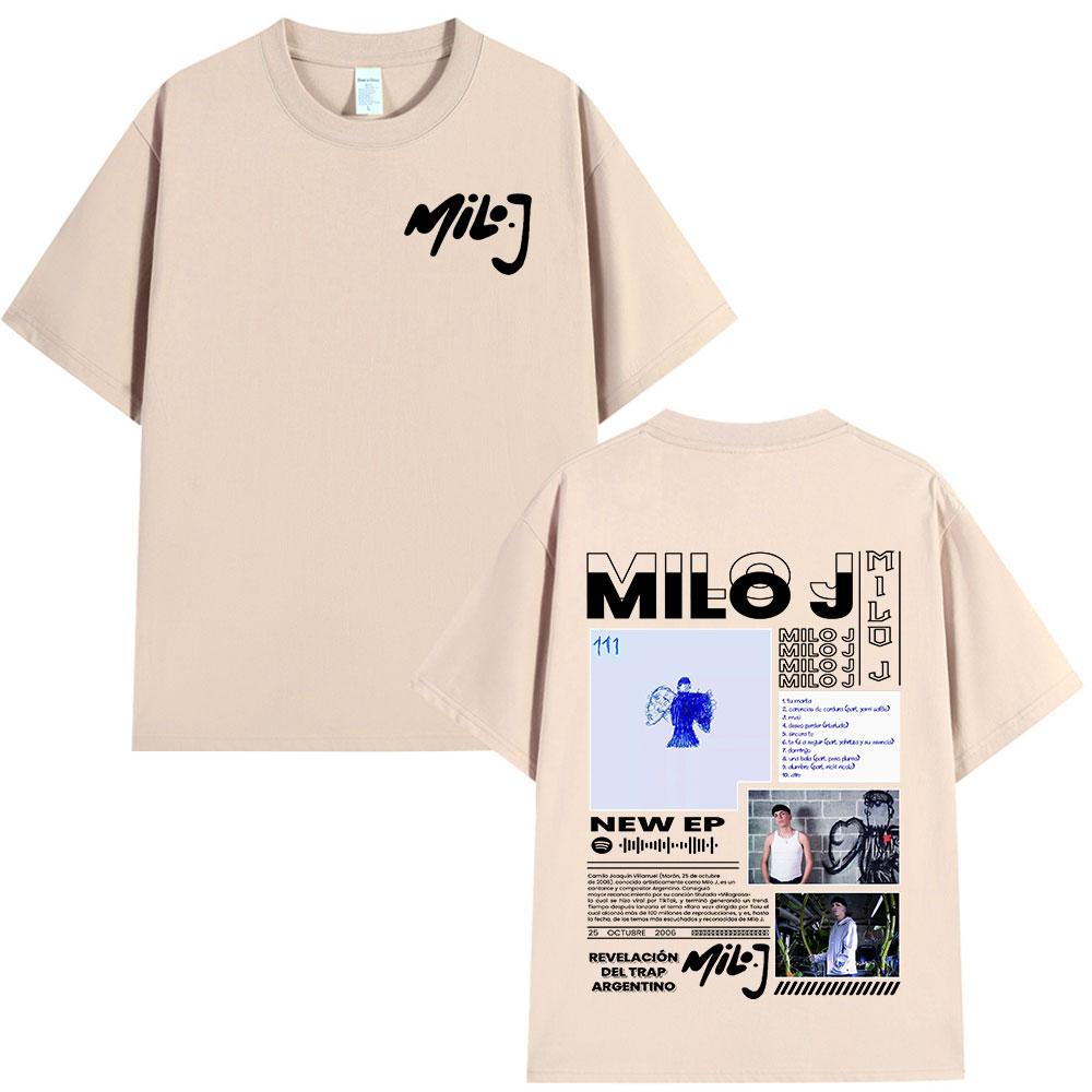 2026 Rapper Milo J 111 Album Graphic Print Tshirts Mens Women Fashion Hip Hop T Shirts Cotton Casual Short Sleeve Tshirt