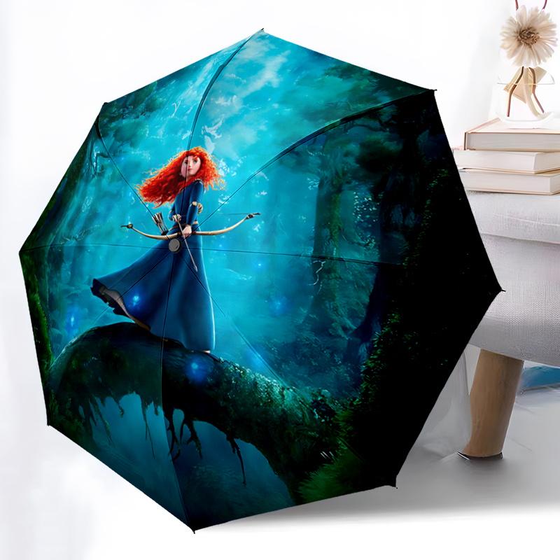 1pc Merida Brave Princess Automatic Opening/Closing Umbrella, Portable 3-Fold Design with 8-Bone Iron Frame, Outdoor Umbrella, Ideal Gift Fo