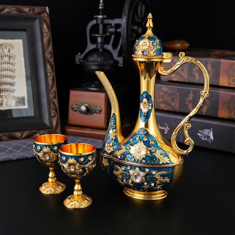 Elegant Zinc Alloy Barware Set 8-Piece Vintage Inspired Serving Home Dining Table Decor