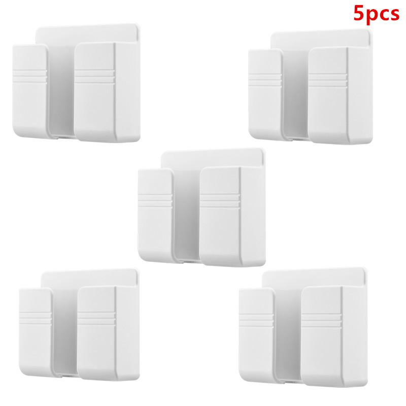 2/5Pcs Wall Mounted Storage Phone Charging Remote Control Holder With Holes For Kitchen Bedroom Bathroom