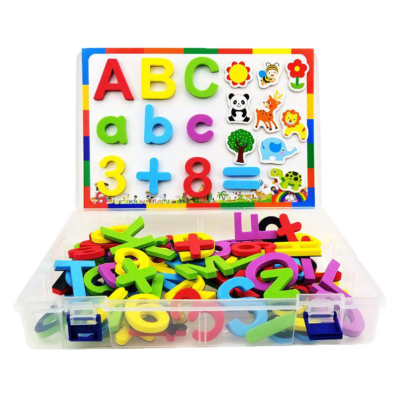 Colorful Magnetic EVA Letters & Numbers: Educational Whiteboard Stickers for Kids.
