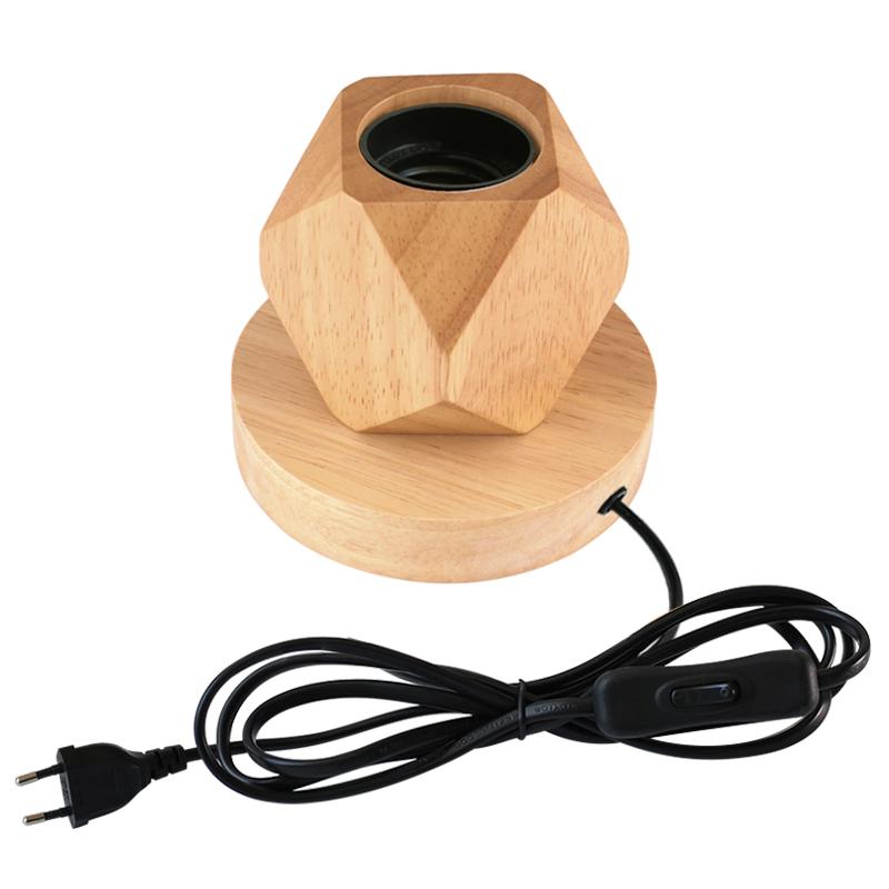 Modern Wood Table Lamp Retro E27 Desktop Decorative Light Indoor Art Lamp Living Room Bedroom Decoration Wood Light Base EU Plug
