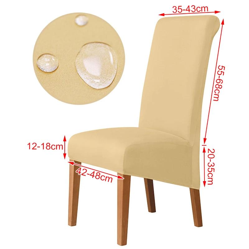 100%Waterproof Fabric Chair Cover Elastic XL Size Slipcover Solid Color Long Back Chair Covers Washable For Kitchen Home Hotel
