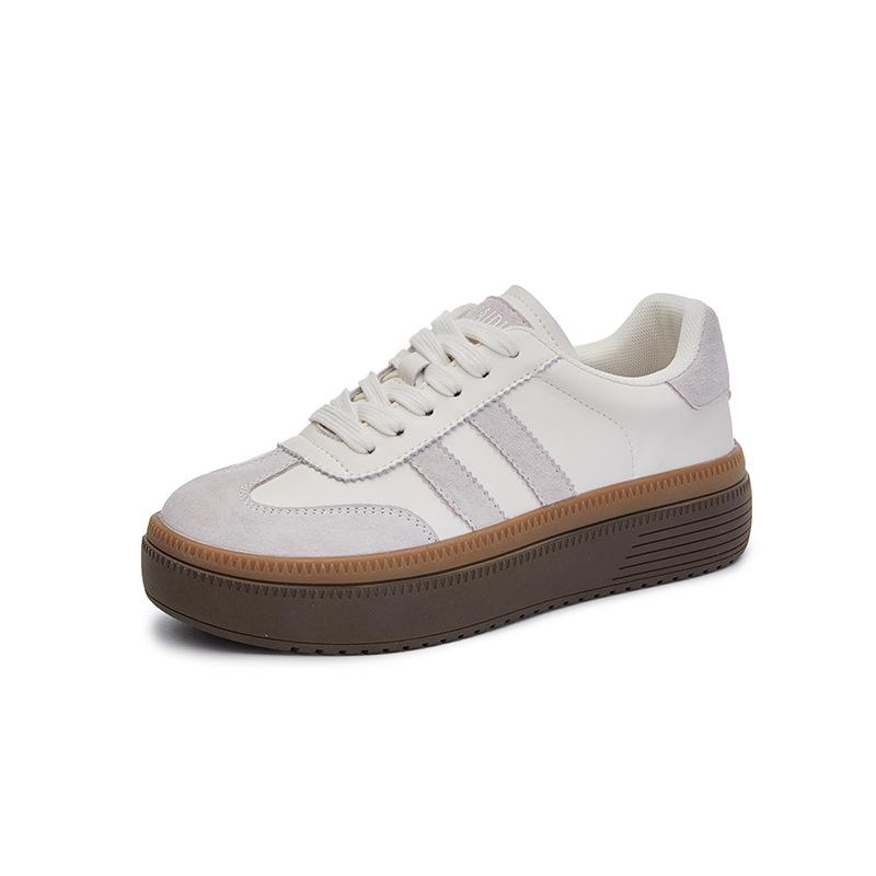 Retro leather German training shoes women's 2025 spring new thick-soled heightening shoes casual versatile little white shoes sports women's shoes