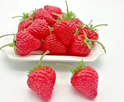 Adadoo Strawberries with Set of Lifelike Food Perfect for Displays In Cake Shops and Fruit Shops Stems, 20, Samples,