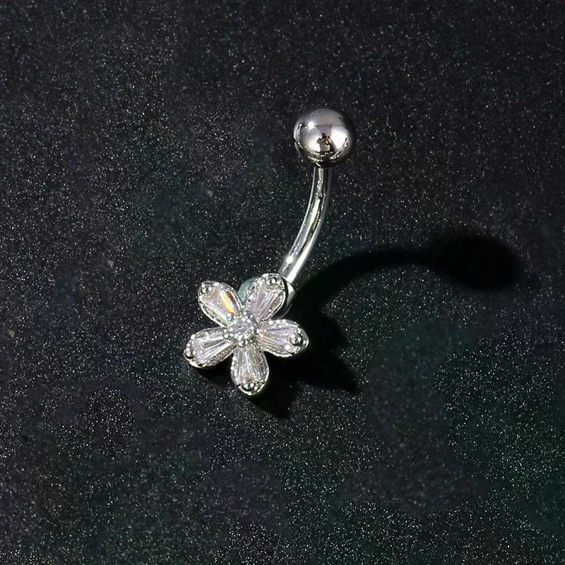 Anello Ombelico Fiore Farfalla in Acciaio Inossidabile Piercing Ombelico per Donne Ragazze Sexy Anello Piercing Ombelico Gioielli per il Corpo