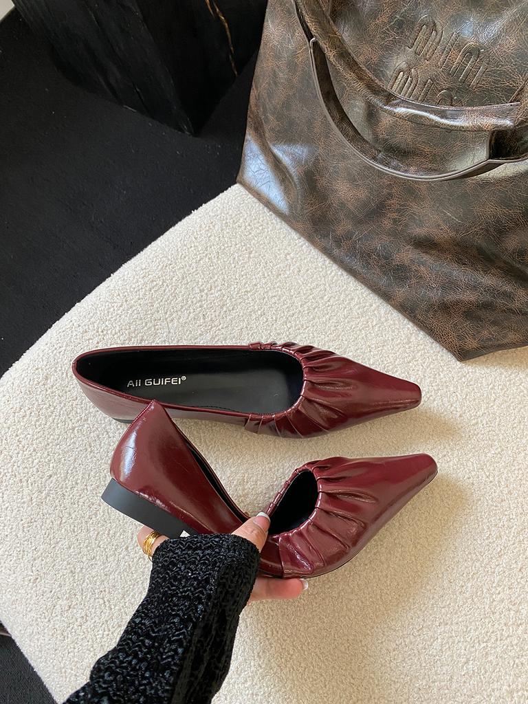 Mode Spitzschuh Damen Slipper 2024 Neuheiten Herbst Frühling Kleiderschuhe Niedrig Absatz Slip On Party Pumps Casual Kleid Größe 35-39