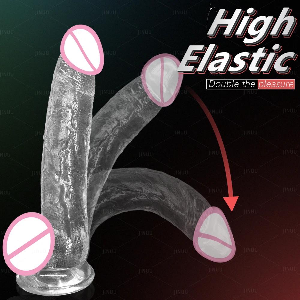 2026 Realistic Transparent Big Dildo Soft Anal G Spot Masturbation Penis Dick with Strong Suction Cup Sex Toy for Women Men Waterproof & Easy To Clean