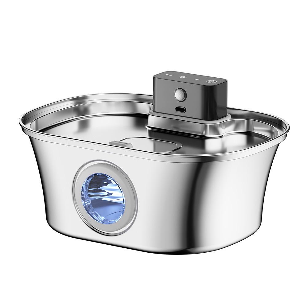 Intelligente Edelstahl-Haustier-Wasserfontäne mit kabellosem Laden