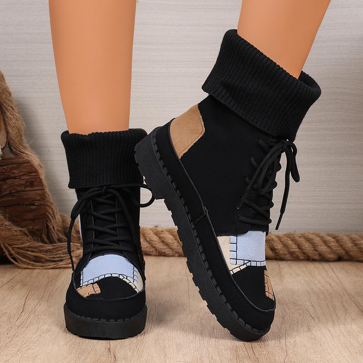 

Elegant Round Toe Warm Work Boots for Winter Fashionable Comfortable Wear-resistant Anti Thick Soled Slip Women s Boots 35