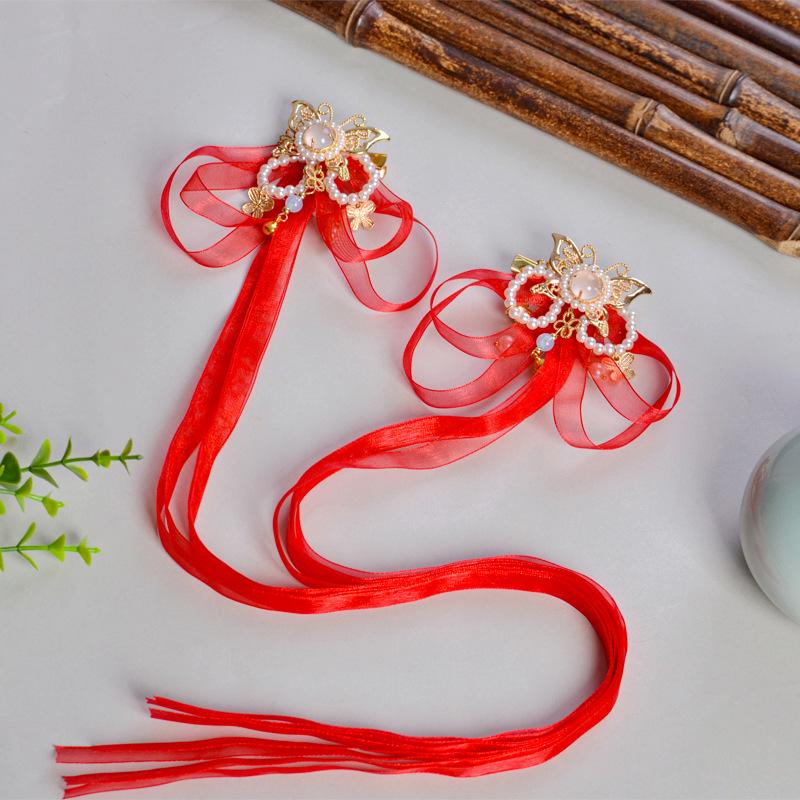 

Традиционная заколка-бабочка из ленты для детских волос Ханьфу – сказочный стиль для выступлений и повседневный аксессуар