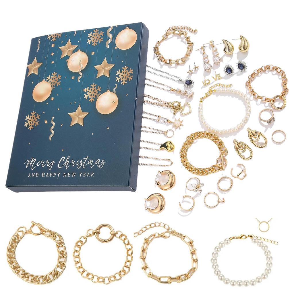 Jewelry Christmas Countdown Calendar Bracelets Necklaces Rings and Earrings Xmas Countdown Calendar for Teen Girls Adult Women