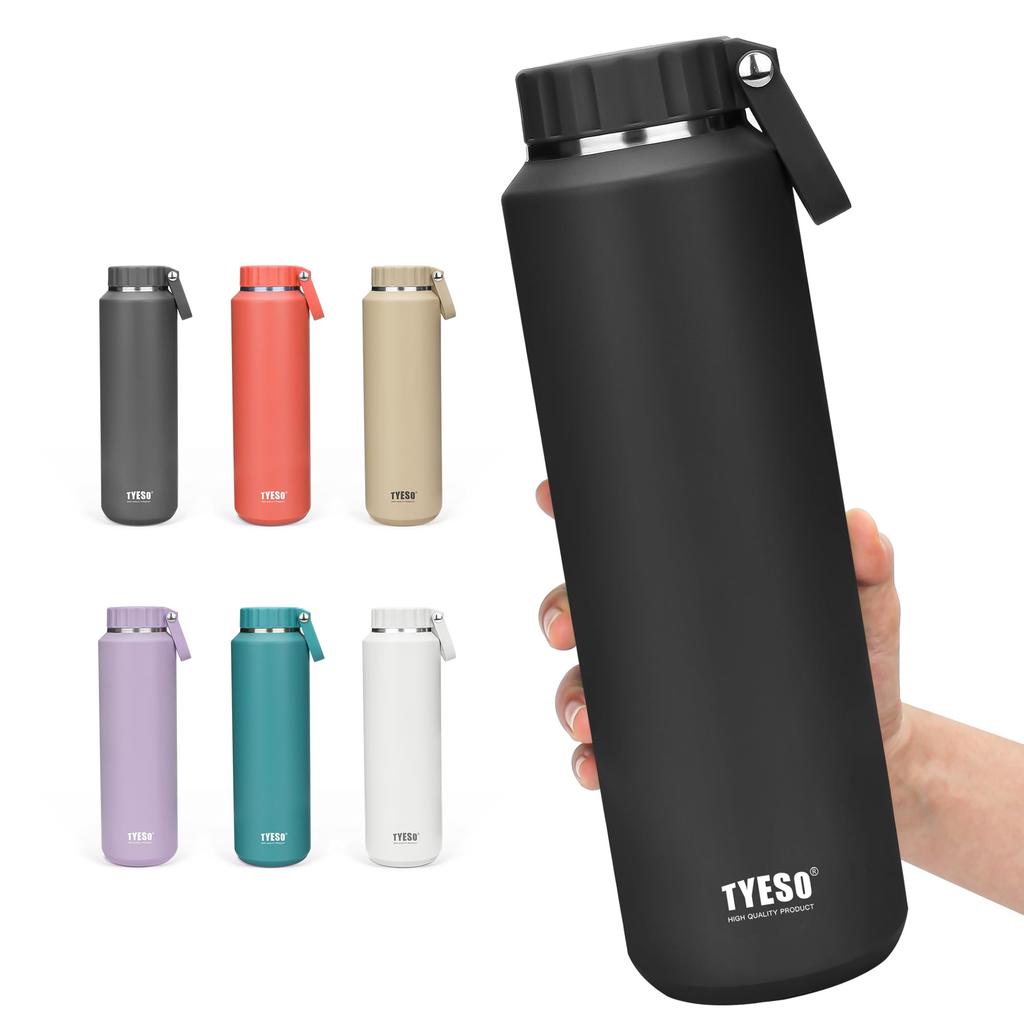 TYESO 710ml Large Capacity Stainless Steel Water Bottle with Vacuum Insulation, Double Walled, Wide Mouth, Insulates for Hot and Cold Drinks, Mug,
