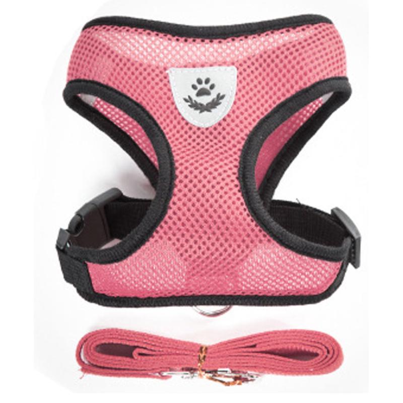 

Собака жилет повідець сітка кішка шлейка тягнуча мотузка грудний ремінь дихаюча постачання для домашніх тварин S code рожевий